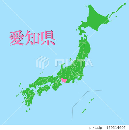 日本地図　愛知県 129314605