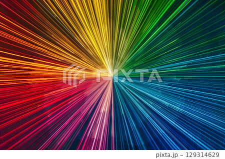 放射状に伸びるレインボーライトの背景 放射状に伸びるレインボーライトの背景 129314629