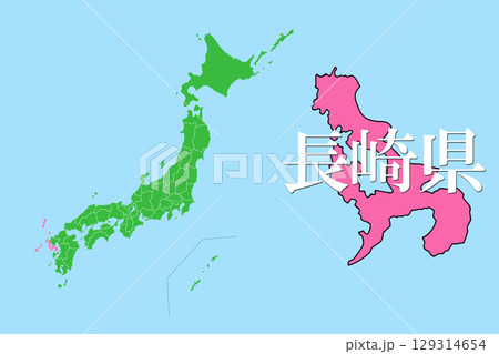 日本地図　長崎県 129314654