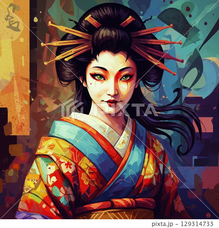 Portrait of a Yokai Geisha. 129314733