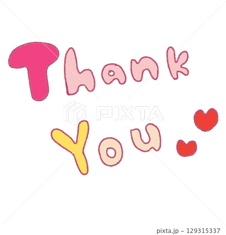 かわいい手書きのthank youイラスト 129315337