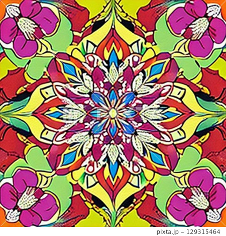 seamless pattern with mandala shape 129315464