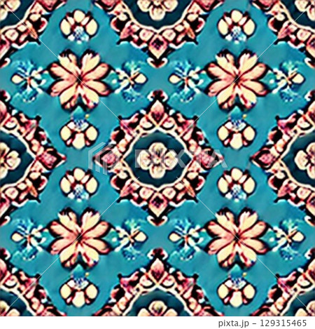 beautiful old ceramic tiles patterns in the park 129315465