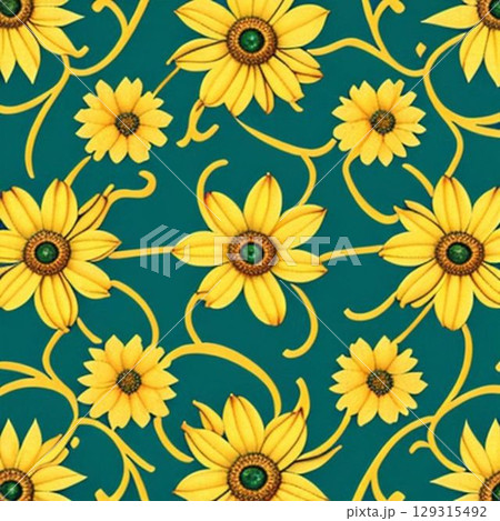 seamless pattern with sunflowers seamless pattern with sunflowers 129315492
