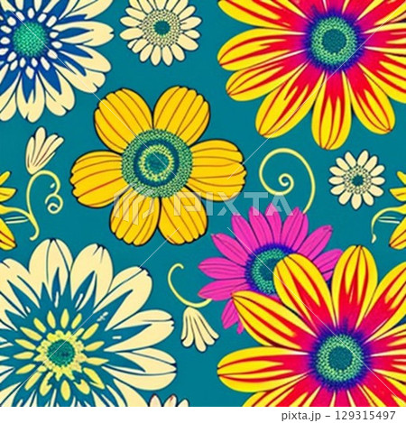 seamless pattern with sunflowers seamless pattern with sunflowers 129315497