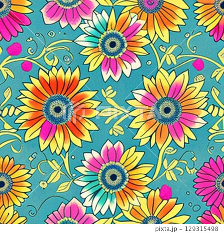 seamless pattern with sunflowers seamless pattern with sunflowers 129315498