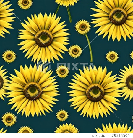 seamless pattern with sunflowers 129315504