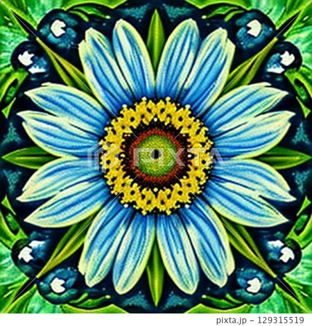 watercolor illustration of a sunflower 129315519