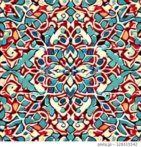 seamless pattern with colorful ornament 129315542