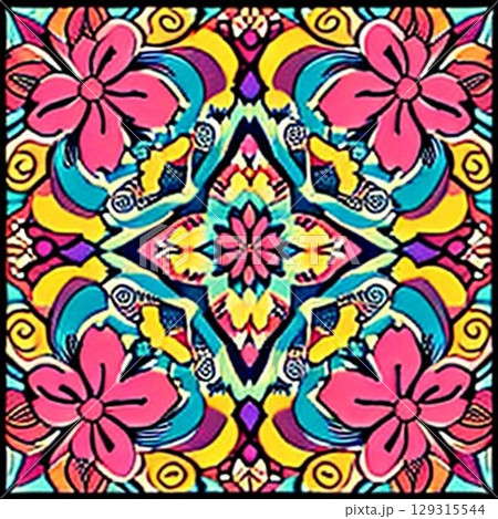 seamless pattern with decorative elements 129315544