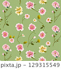 watercolor painting of leaf and flowers pattern watercolor painting of leaf and flowers pattern 129315549