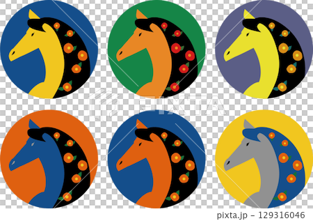 Colorful horse illustration set 129316046