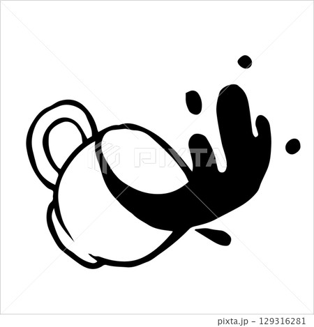 cup with splashing coffee. vector illustration in doodle style 129316281