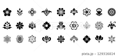 Flower icons set. Isolated elements for design. Vector graphics. Flower icons set. Isolated elements for design. Vector graphics. 129316814