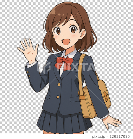 School girls waving hands 129317050