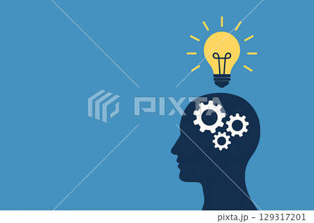 歯車と電球でアイデアを表現したシンプルな発想のイラスト 歯車と電球でアイデアを表現したシンプルな発想のイラスト 129317201