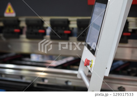 press brake machine control console close up 129317533