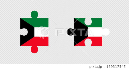 Puzzle Pieces with Kuwait Flag. 129317545