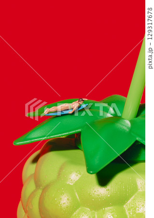 miniature man on surfboard on a bottle miniature man on surfboard on a bottle 129317678