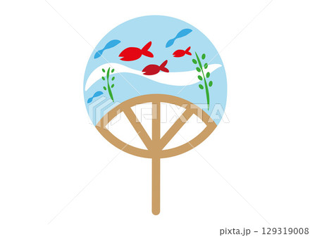 金魚の柄のうちわのイラスト 金魚の柄のうちわのイラスト 129319008