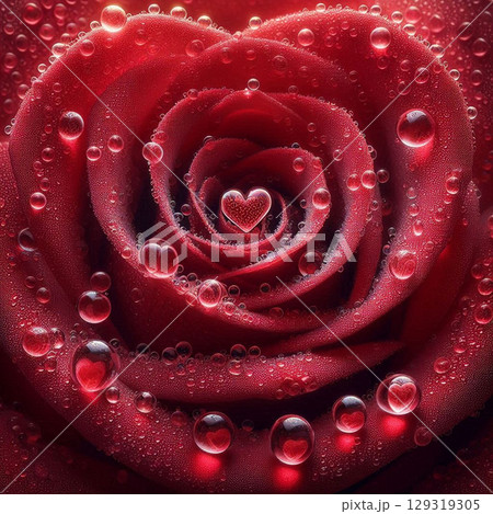 red rose in water drops 129319305