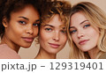 Diverse group of women showcasing natural beauty and confidence with radiant smiles 129319401