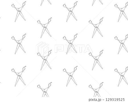 Scissors Hair Salon seamless pattern. Vector graphic line ink illustration. Scissor sign symbol pattern. For poster, invitation, backdrop, ad, sale promotion, print for t-shirt Scissors Hair Salon seamless pattern. Vector graphic line ink illustration. Scissor sign symbol pattern. For poster, invitation, backdrop, ad, sale promotion, print for t-shirt 129319525