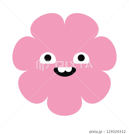 Cartoon flower with expressive eyes and cheerful face. Vibrant and playful character in modern flat design. Cartoon flower with expressive eyes and cheerful face. Vibrant and playful character in modern flat design. 129320312