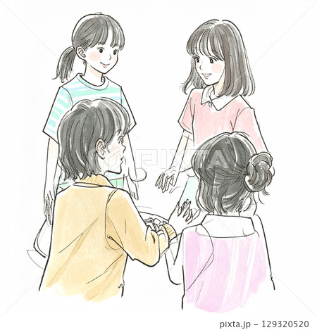 手描き・水彩画風の子供のイラスト素材 129320520