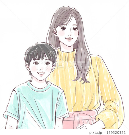 手描き・水彩画風の子供のイラスト素材 129320521