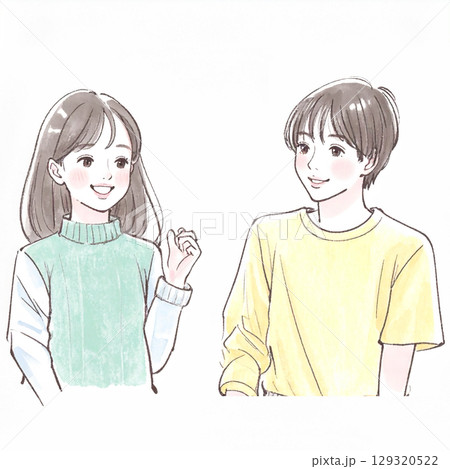 手描き・水彩画風の子供のイラスト素材 129320522