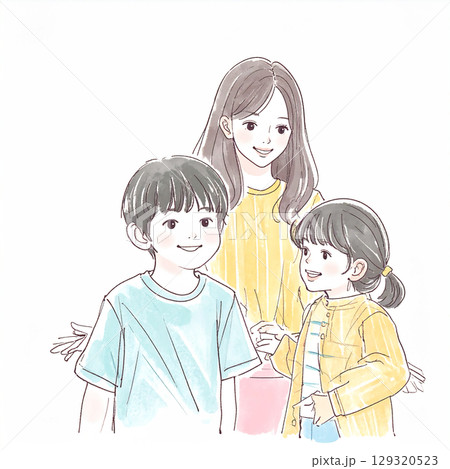 手描き・水彩画風の子供のイラスト素材 手描き・水彩画風の子供のイラスト素材 129320523