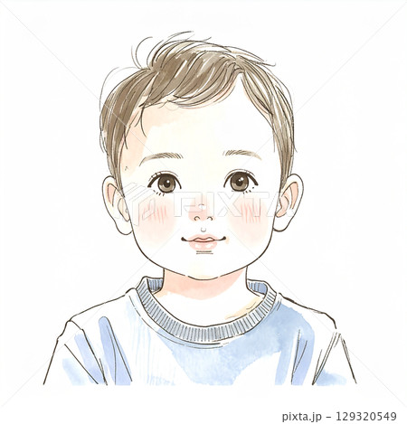 手描き・水彩画風の子供のイラスト素材 129320549