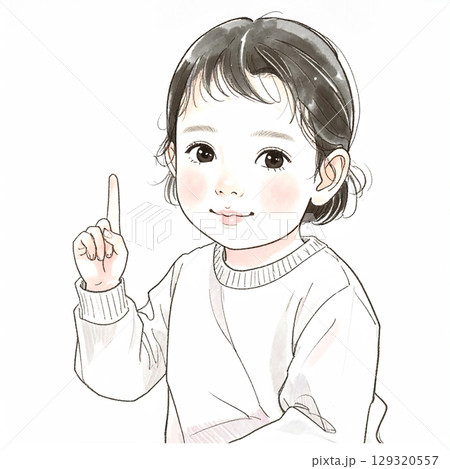 手描き・水彩画風の子供のイラスト素材 手描き・水彩画風の子供のイラスト素材 129320557