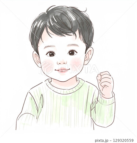 手描き・水彩画風の子供のイラスト素材 手描き・水彩画風の子供のイラスト素材 129320559