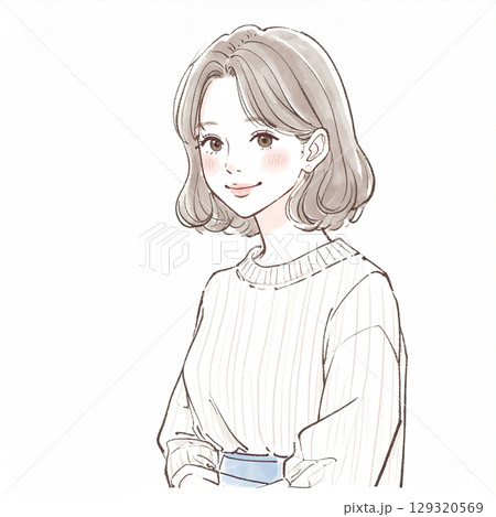 手描き・水彩画風の子供のイラスト素材 129320569