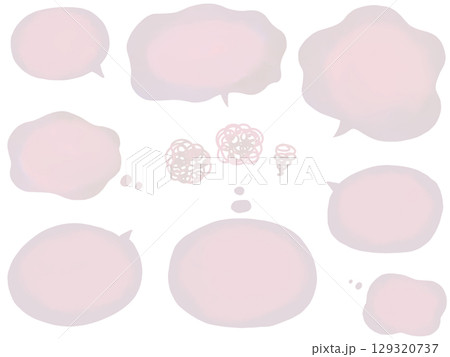 水彩の吹き出しセット：ピンクグレー 129320737