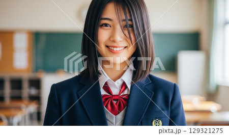 微笑む日本人女子学生 微笑む日本人女子学生 129321275
