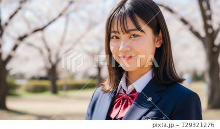 微笑む日本人女子学生 微笑む日本人女子学生 129321276