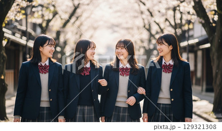 微笑む日本人女子学生たち 微笑む日本人女子学生たち 129321308