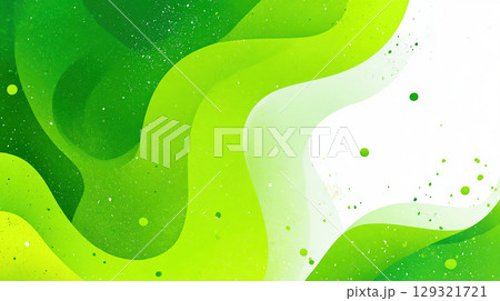 グリーンの流線と粒子が広がる抽象的な夏の背景イラスト 129321721