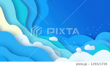 青のレイヤーが重なる背景イラスト 129321726