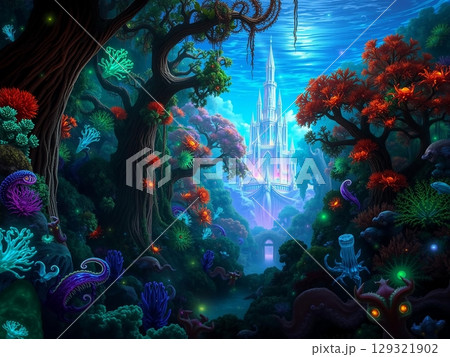Submerged Cathedral: An Enchanted Underwater Kingdom's Mystical Realm 129321902