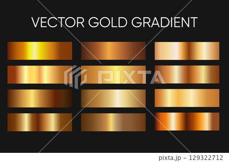 Vector gold gradient set with rich metallic shine 129322712