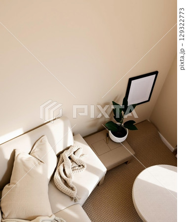 Minimalist Living Room: A Top-Down View of Serenity and Design Minimalist Living Room: A Top-Down View of Serenity and Design 129322773