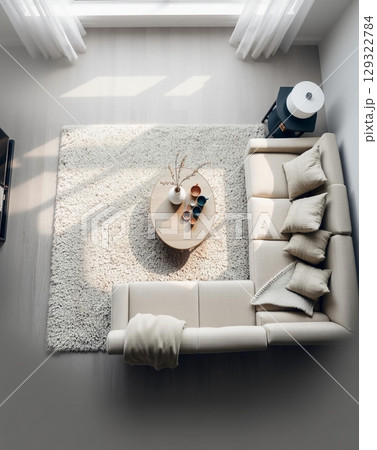 Minimalist Living Room Interior with Soft Natural Lighting 129322784