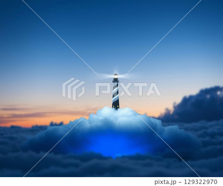 Beacon of Hope Amidst Ethereal Cloudscape Serenity 129322970