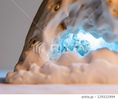 Ephemeral Ice Cave Within Ancient Fossilized Shell Structure 129322994