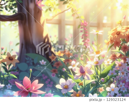 Sun-Drenched Meadow: A Vibrant Floral Paradise Dreamscape 129323124