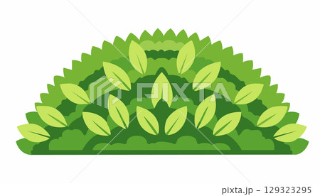 Flat leaf illustration with layered greens, ideal for eco or nature themes. 129323295